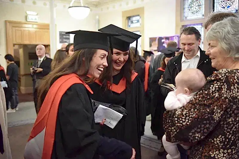 RAD4171 | Royal Academy of Dance two graduates at the graduation after completing dance teaching qualifications with the RAD